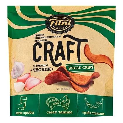 Flint Craft Bread Chips Garlic Rye-Wheat, Wavy 80g