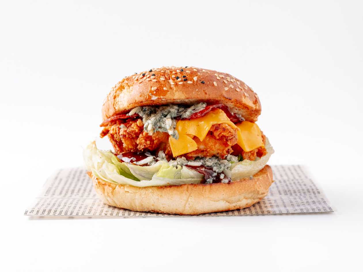 Blue chicken burger