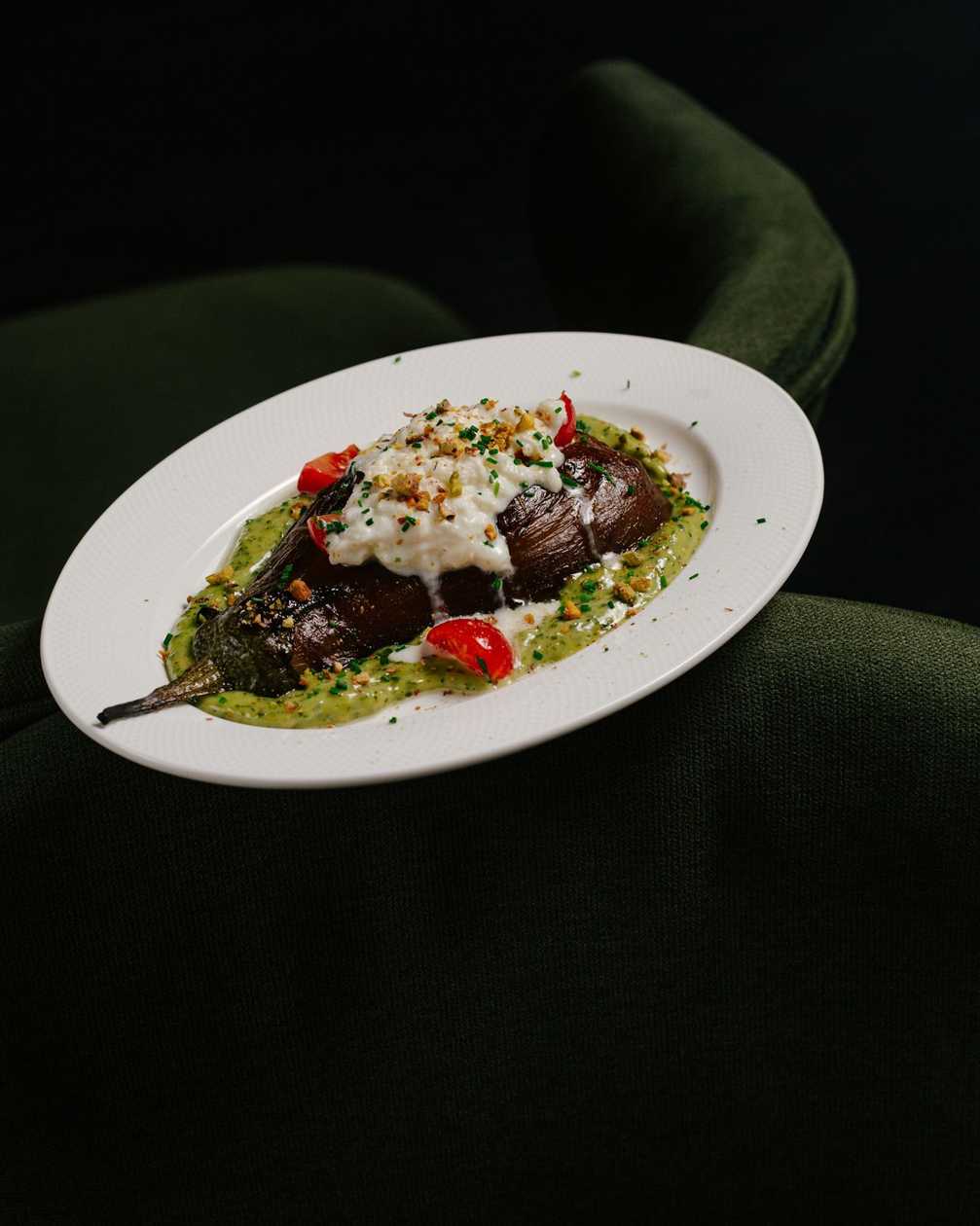 Eggplant with stracciatella