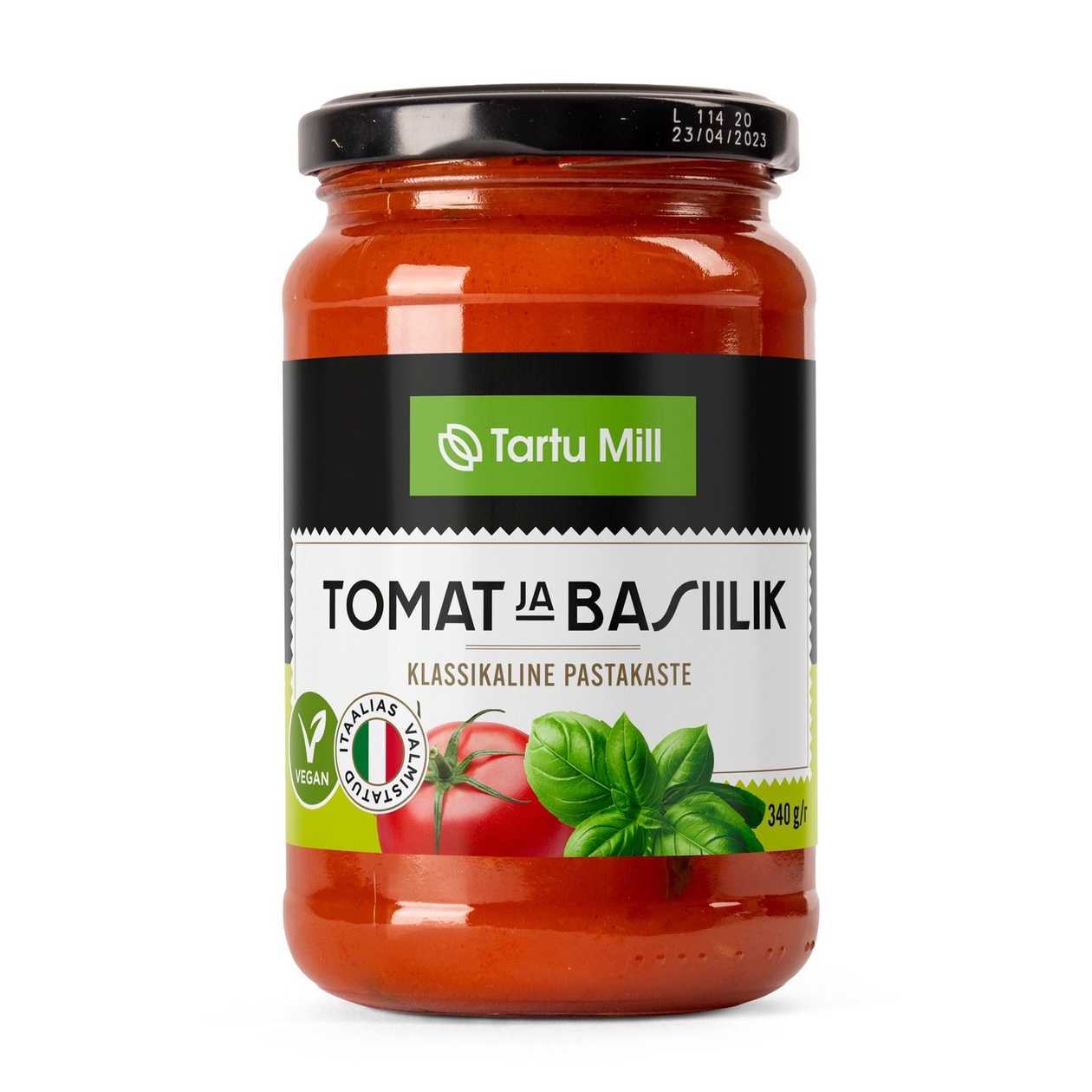 Tartu Mill, tomat ja basiilik klassikaline pastakaste, 340g