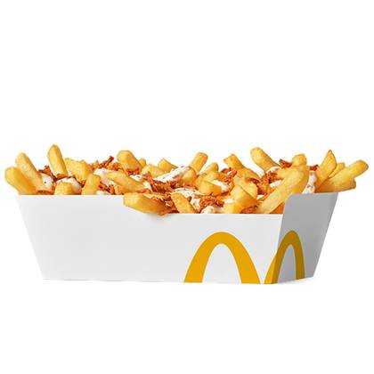 LOADED FRIES WITH MUSHROOM SAUCE AND FRIED ONIONS