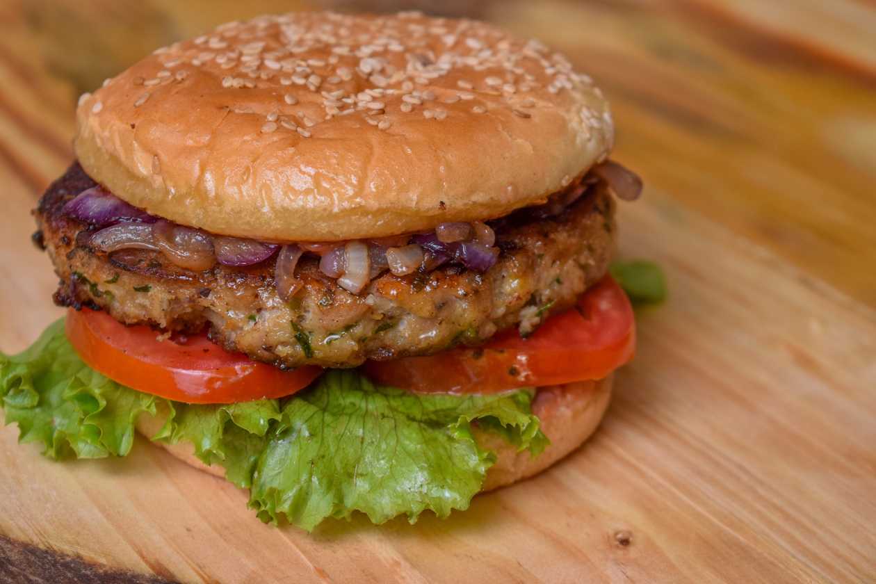 Original chicken burger with fries