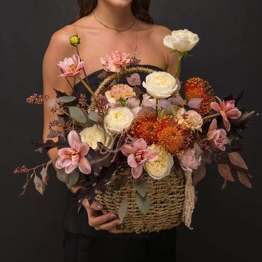 Basket With Flowers FALL