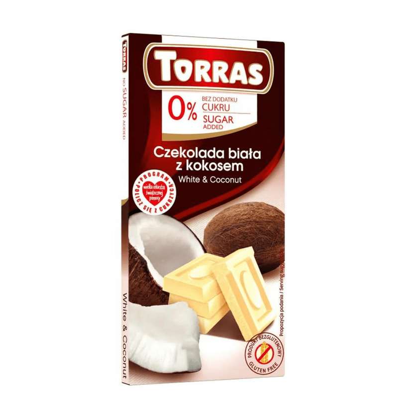 White Chocolate with Coconut without Added Sugar - 75g - Torras