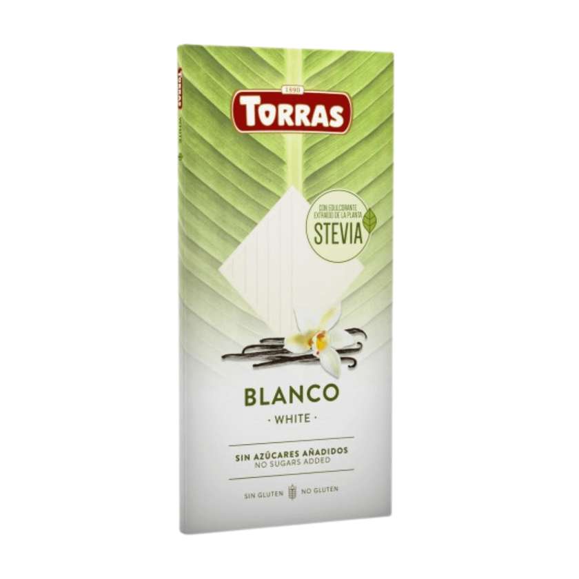 White Chocolate with Erythritol and Stevia without Added Sugar - 100g - Torras