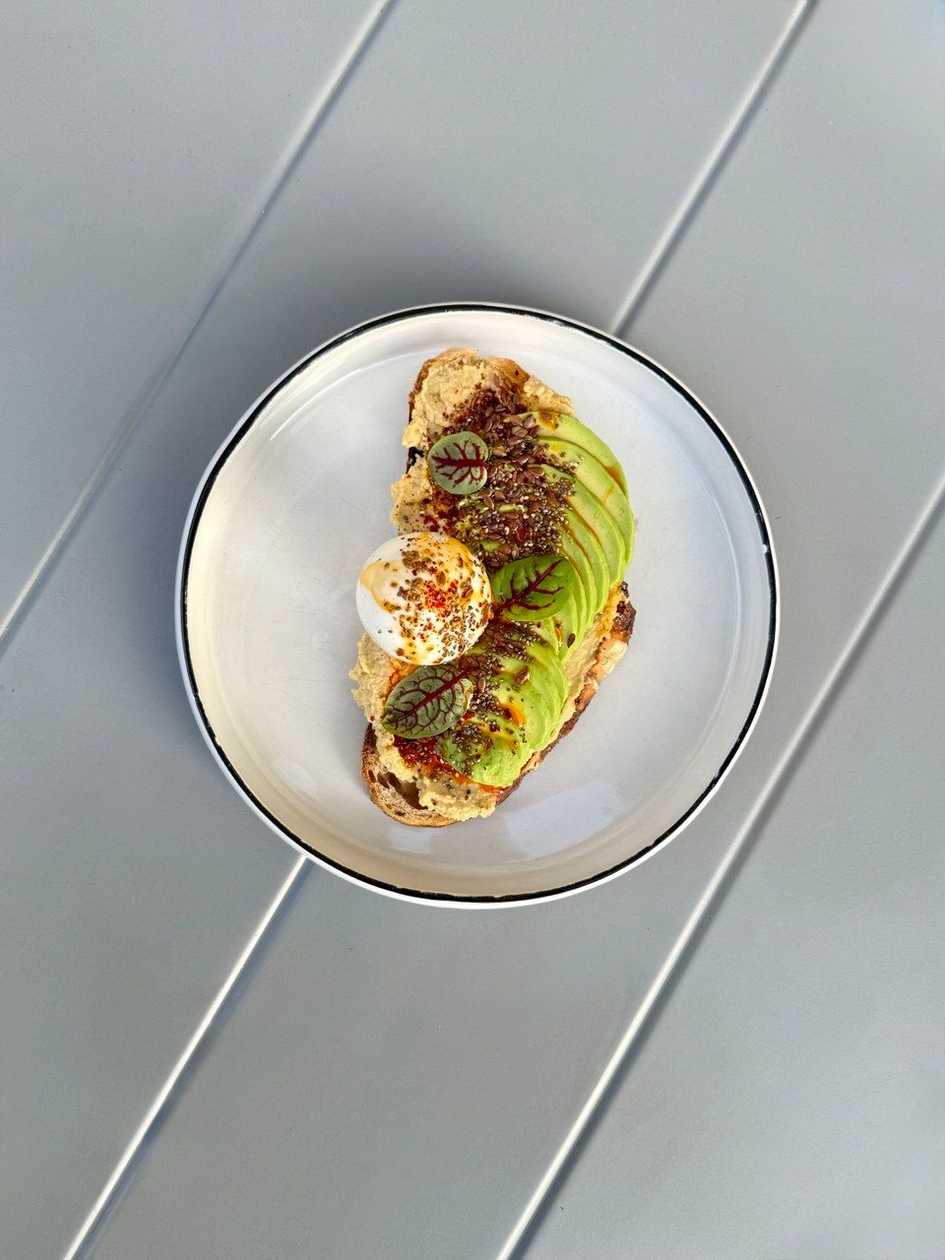 Toast with hummus and avocado