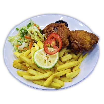2 Pieces of Fried Chicken with Fried Rice or Chips