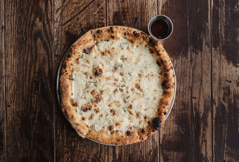 Four cheeses and spicy honey