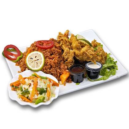 Crispy Chicken with Jollof Rice