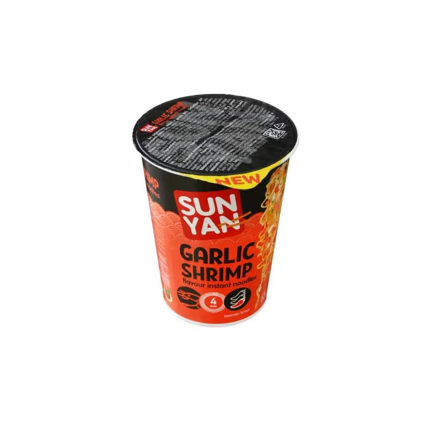 Greitai paruošiami makaronai česnakinės krevetės skonio SUN YAN