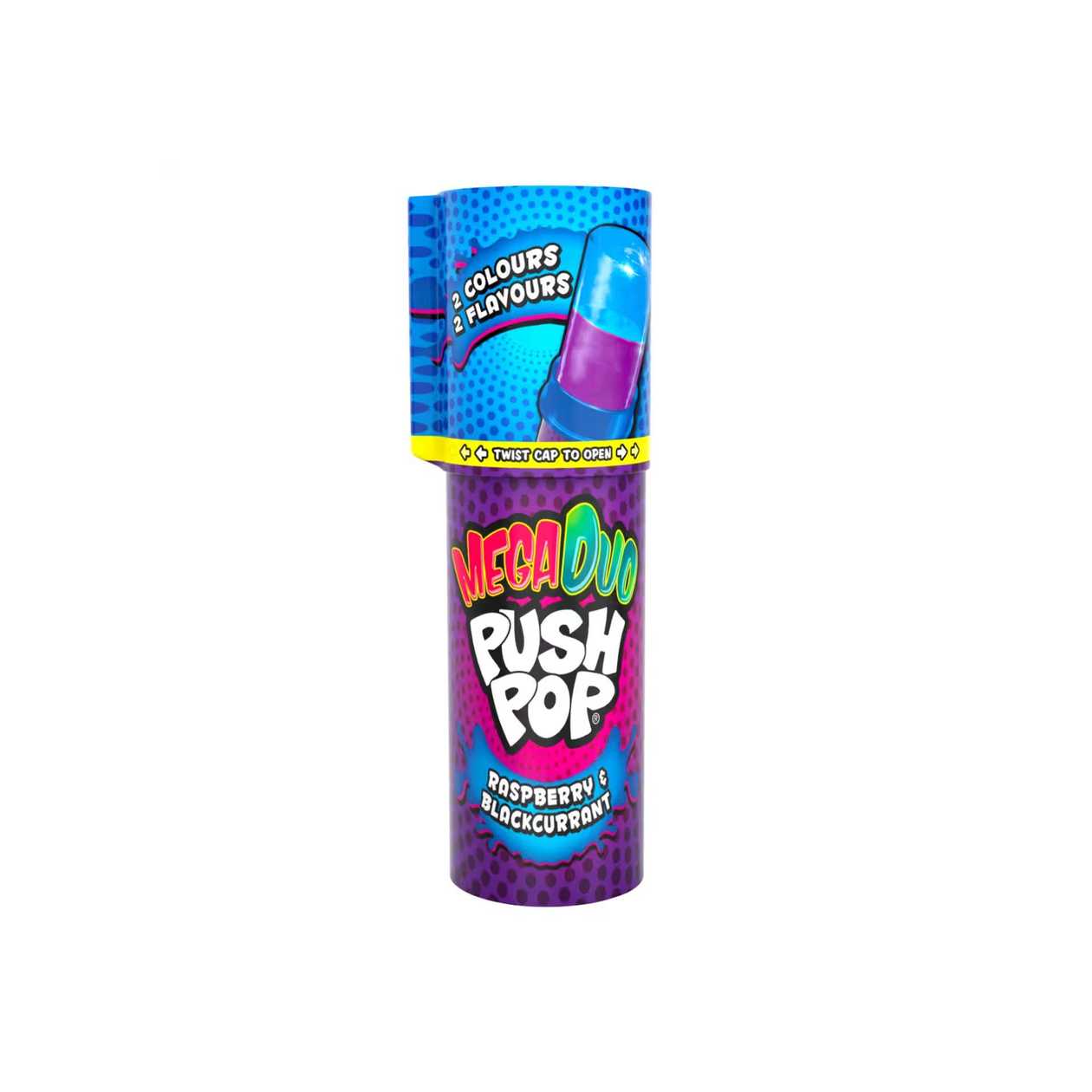 Ledinukas BAZOOKA mega push pop duo (aviečių ir juodųjų serbentų)