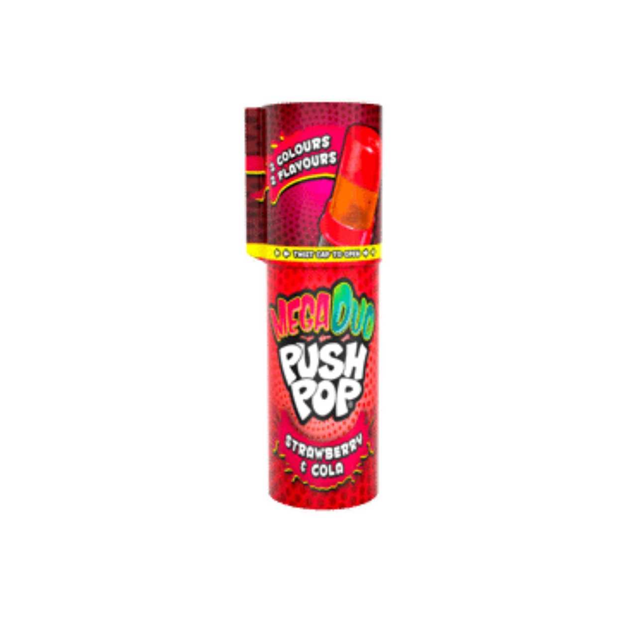 Ledinukas BAZOOKA mega push pop duo (braškių ir kolos)