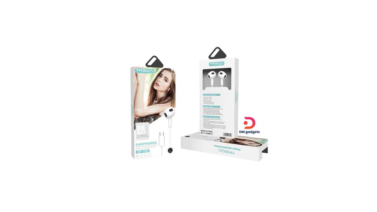 #215C#Treqa®EP-760 Wired Headphones type-C – Earphones – White