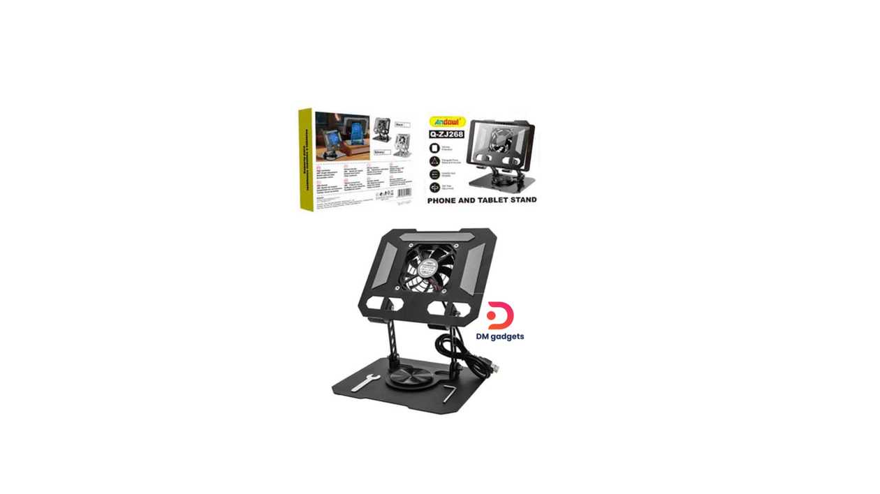 #517D#Andowl®Q-ZJ268 Phone and Tablet Stand -360° Rotation with Air-Cooler Black