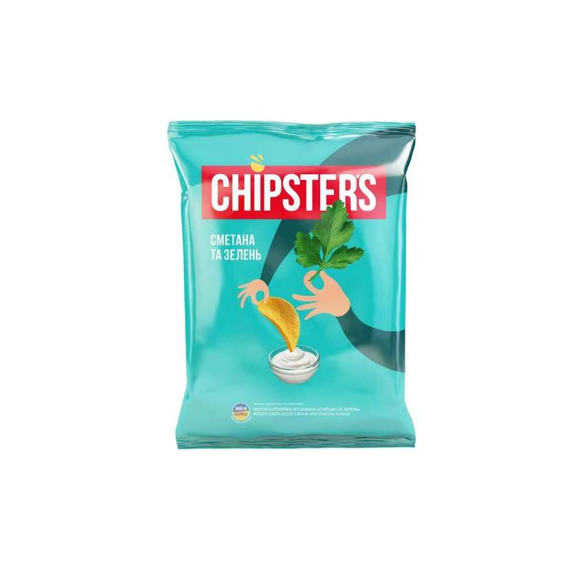 Bulvių traškučiai CHIPSTER'S, grietinės skonio, su žolelėmis