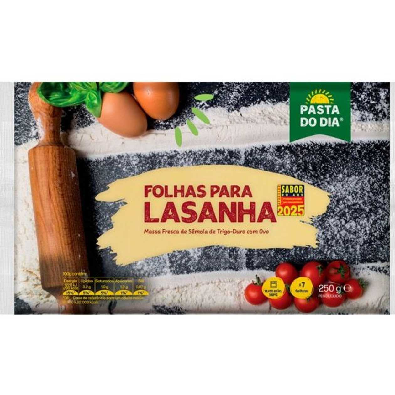 Pasta do Dia Folhas de Massa Fresca para Lasanha embalagem 250 g