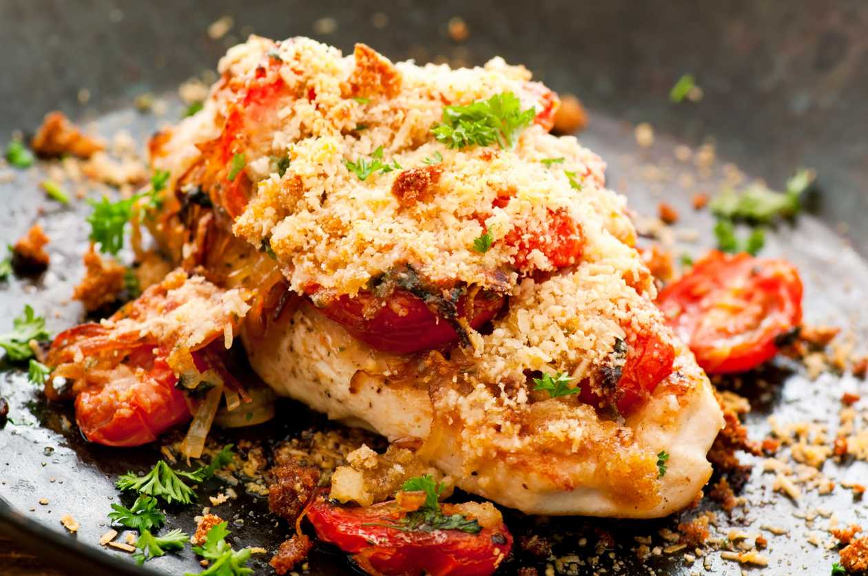 Fried chicken cutlet in parmesan crust