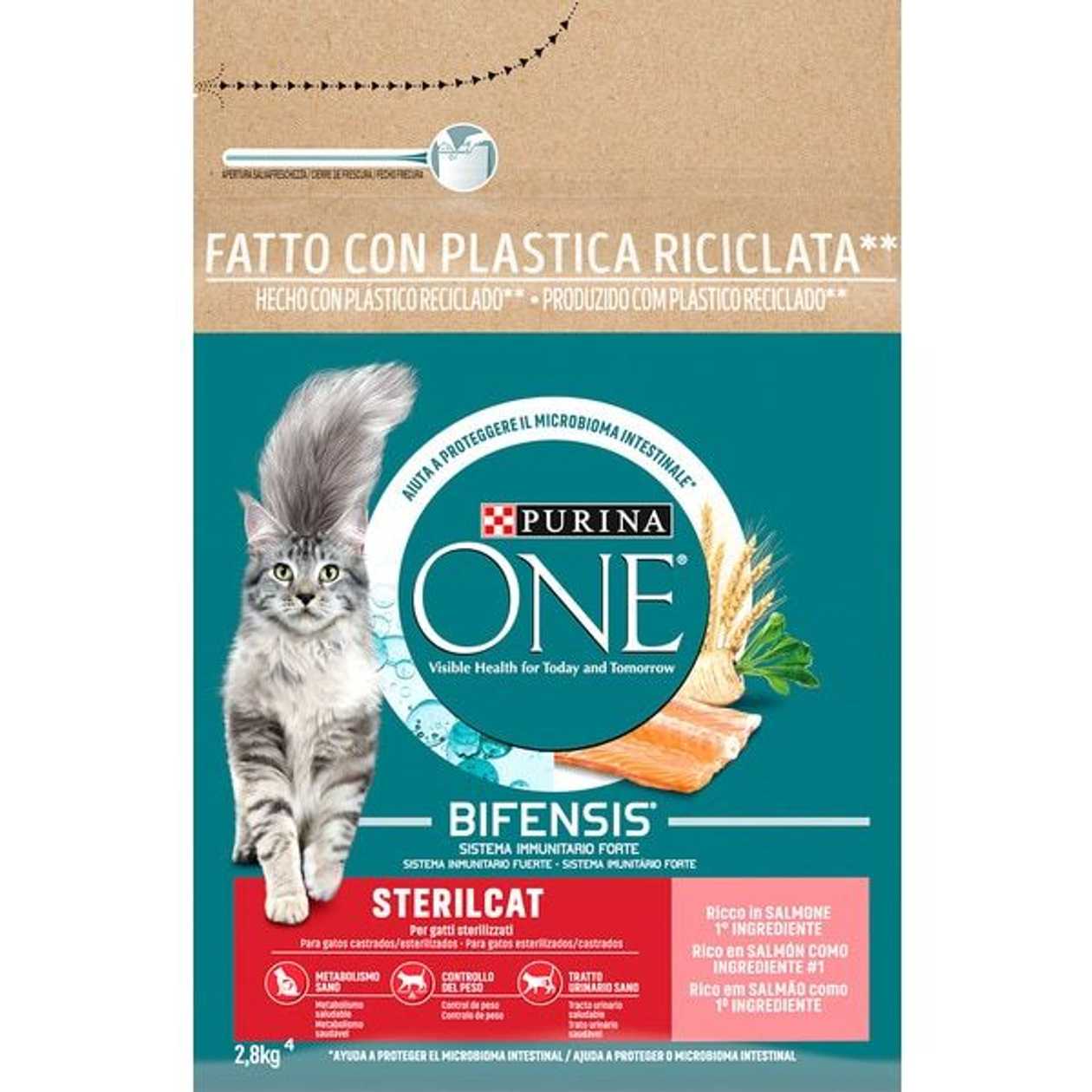 Purina One Ração para Gato Esterilizado sabor Salmão embalagem 2,8 kg