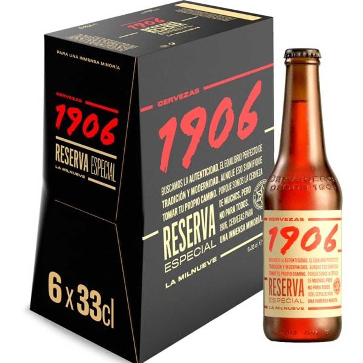 1906 Cerveja de Espanha Reserva Especial Pack 6 unidades garrafa 33 cl
