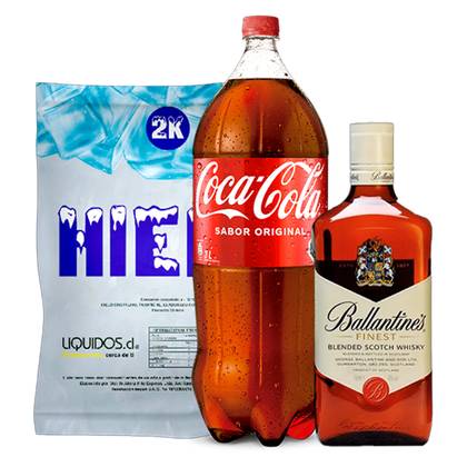 Ballantine whisky 70cl+1Lt coca cola Original +2kg Gelo