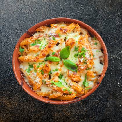 Penne Al Forno with Chicken, Bacon and White Sauce