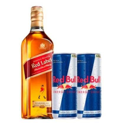 Red Label whisky 70cl+2 Redbull