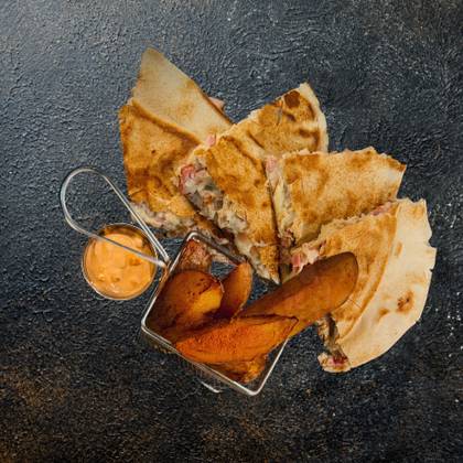 Chicken & Potato Quesadilla with Sauce