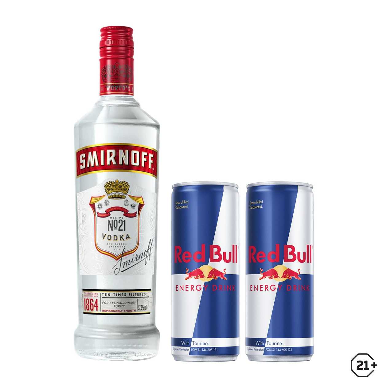 Smirnoff Vodka 70cl+2 Red bull