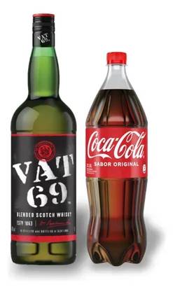 Vat 69 Whisky 70cl  + 1lt Coca-Cola