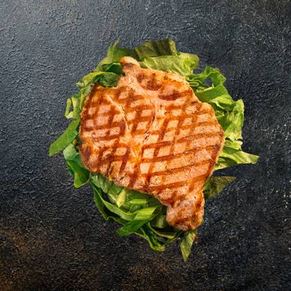 Grilled Pork Collar, French Fries & Garlic Sauce