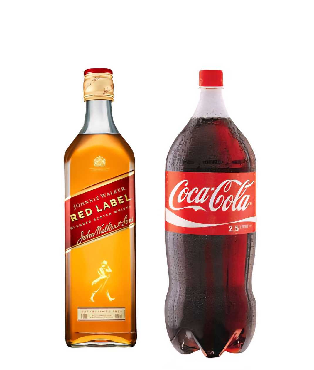 Red Label whisky 70cl+1lt Coca cola Original