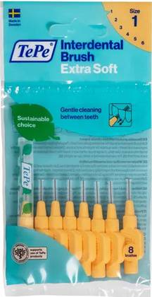 TePe Extra Soft Toothbrush, Size 1, Orange, 8 Pack