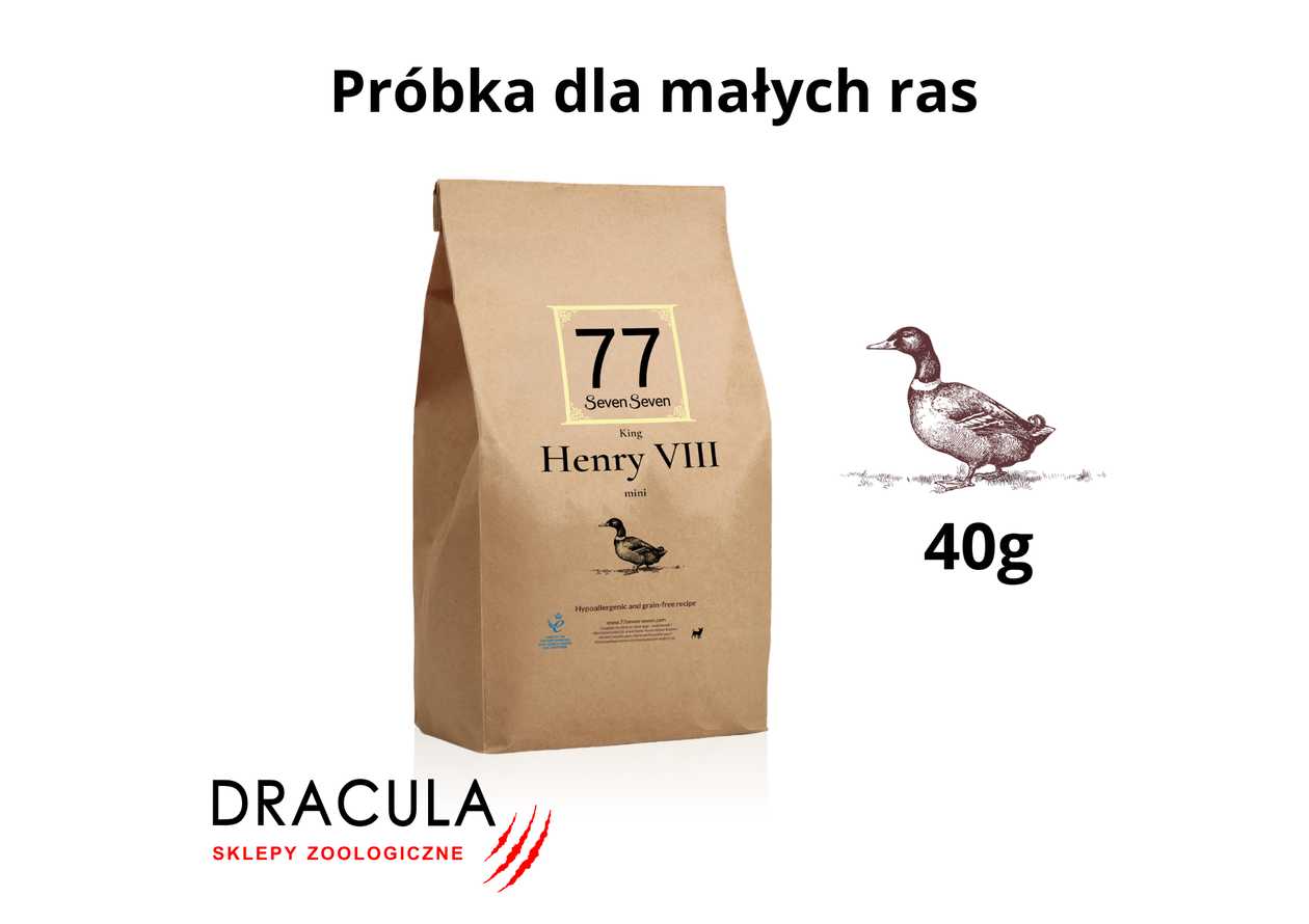 Sample of dry food from 77 Petfood Mini Henry with Duck 40g