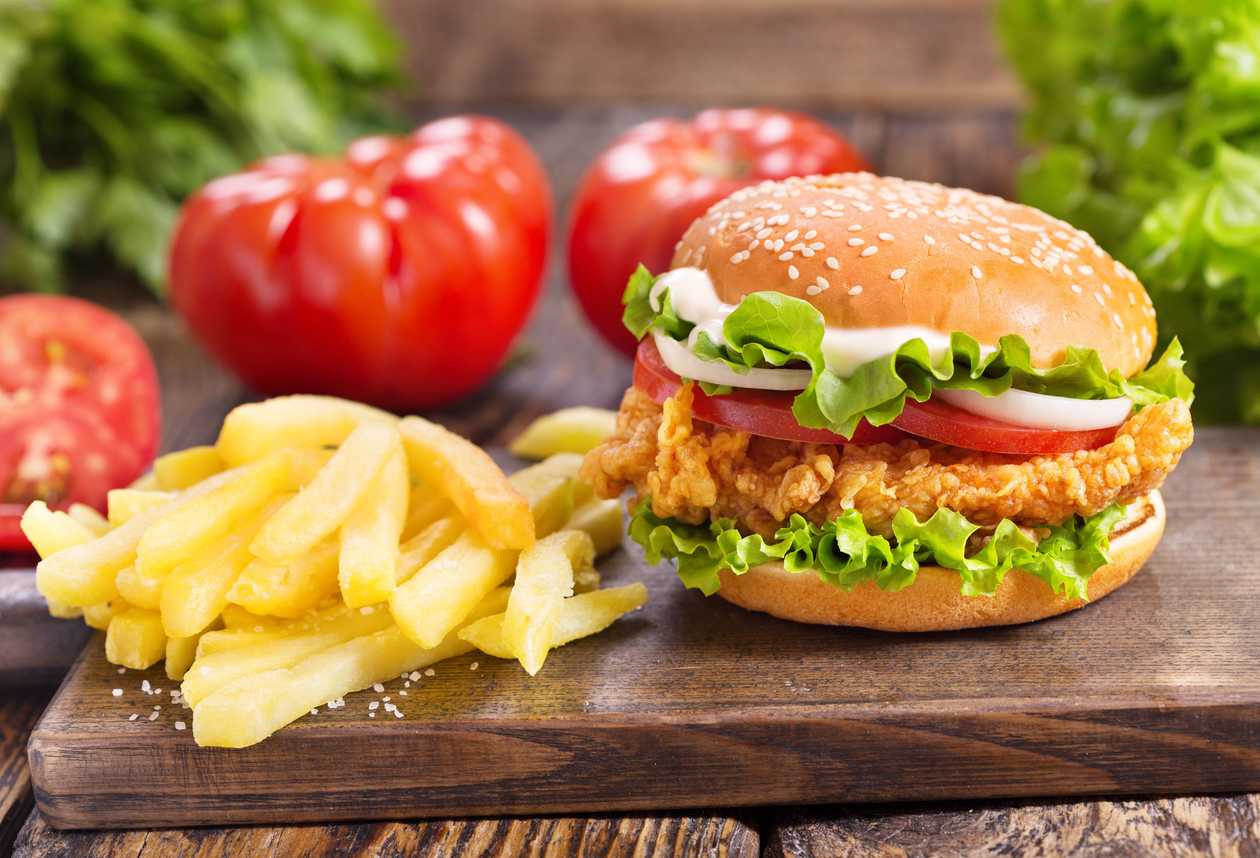 Chicken Burger and Chips