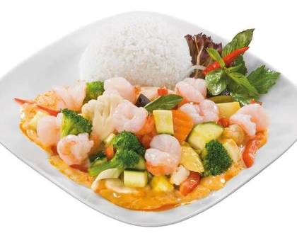 36. Shushi-Gung Świeże Krewetki w Czerwonym Curry