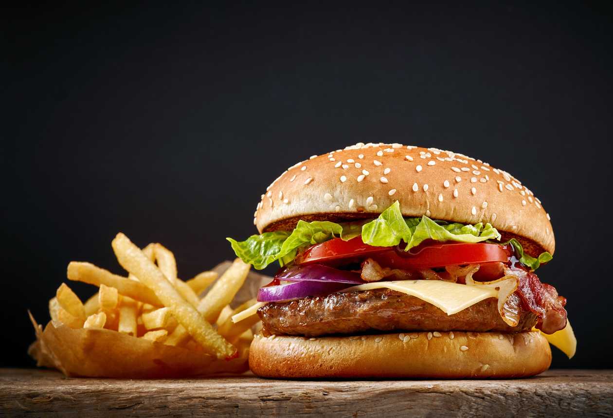 Beef Burger and Chips