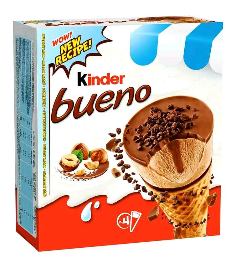 Kinder Bueno Original Chocolate Cone Ice Cream (4 Pcs x 248g) Box