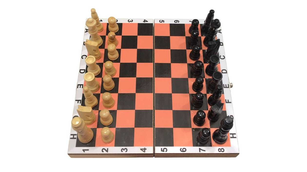Mini Chess Game Folding Wooden Board (Orange) 10x20 cm