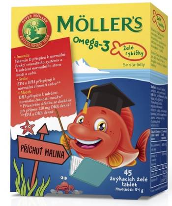 Mollers Omega 3 Jelly Fish with Raspberry Flavor 45 pcs