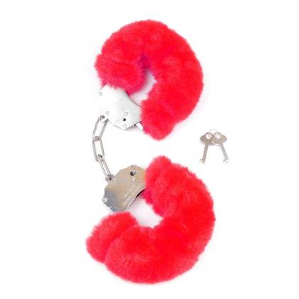 Furry Cuffs Red Iron Cuffs with Fur