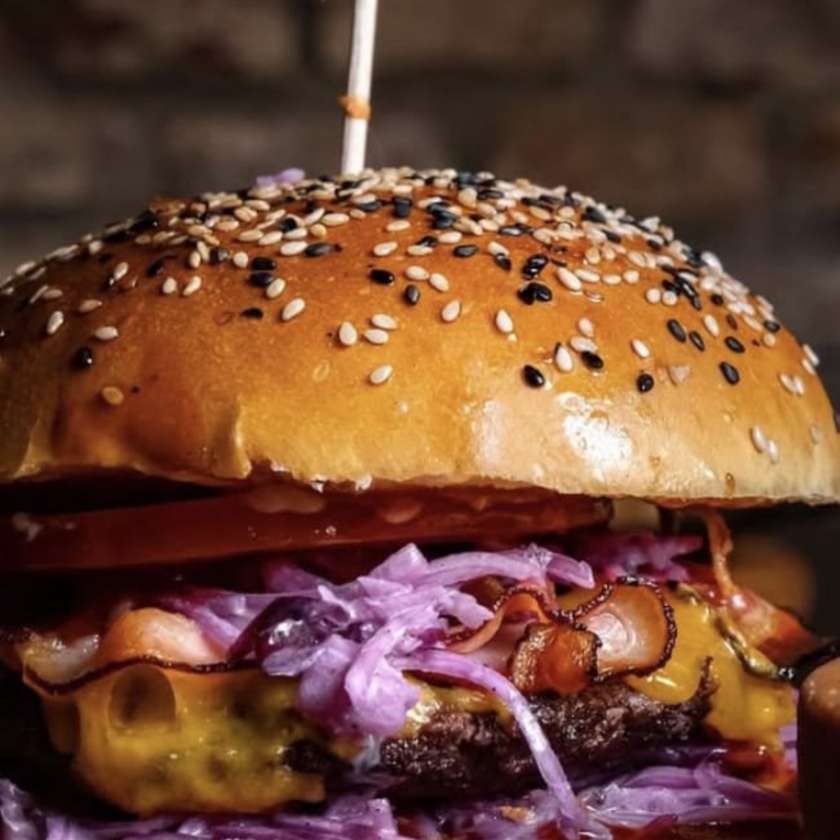 Barbecue Burger with Two-Tone Coleslaw, Priced with Fries