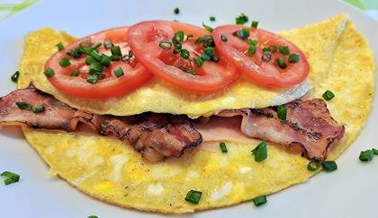 Folded Omelette - Ham, Bacon And Cheese