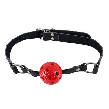 Leather Black & Red Ball Gag