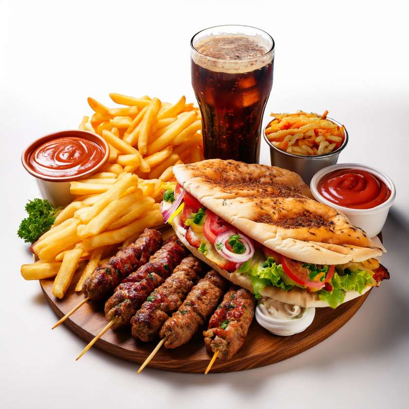 Döner in pita bread + small french fries + coke 250ml + Baklava pistacio