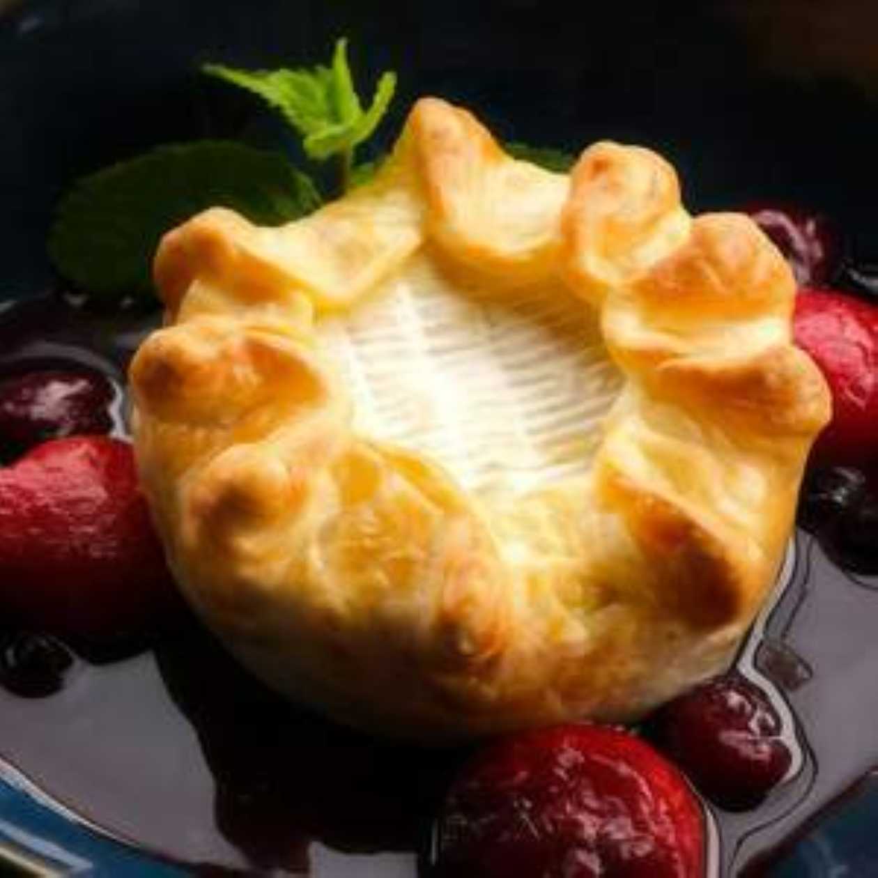 Baked Camembert in Pastry with Berry Sauce