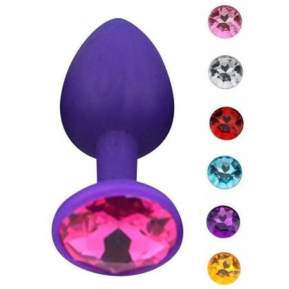 Purple Jeweled Silicone Butt Plug
