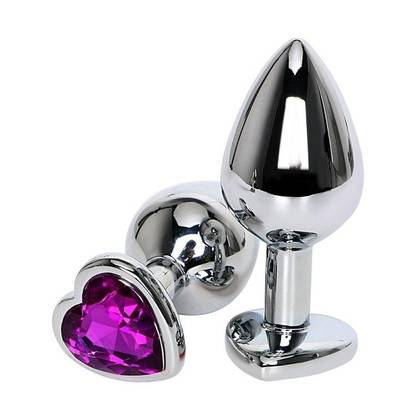 Gemstone Heart Metal Anal Plug S