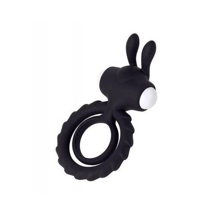 Bad Bunny Two Rings Black Vibrating Cock Ring