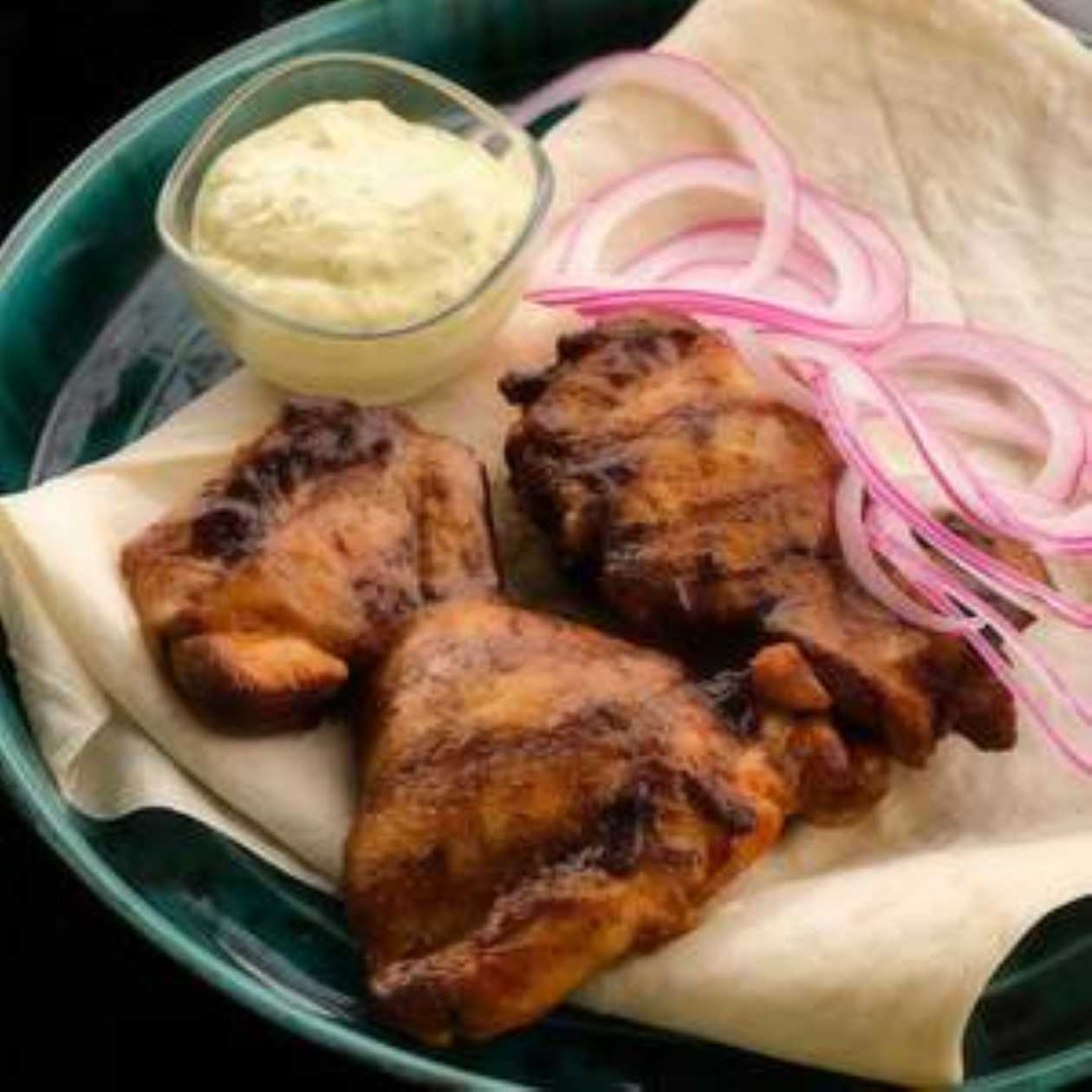 Grilled Juicy Chicken Pieces with Remoulade Sauce