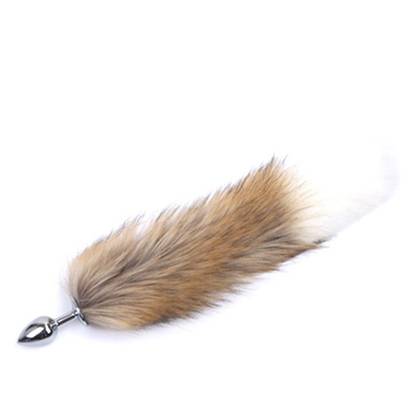 Red Fox Tail with Metal Anal Plug